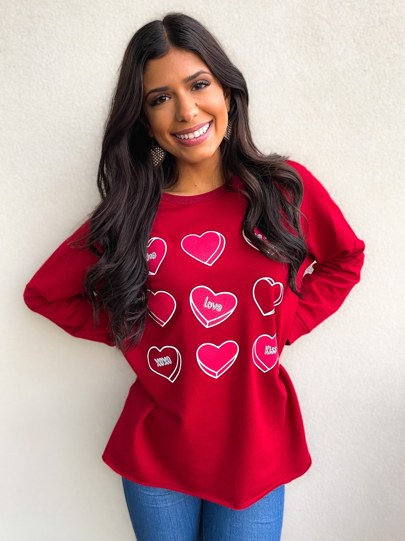 Heart Candies on Blank Red Comfort Sweatshirt
