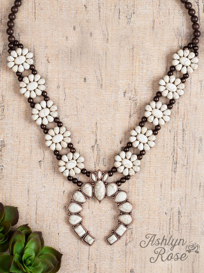 Gathered Together Cream and Copper Squash Blossom Necklace