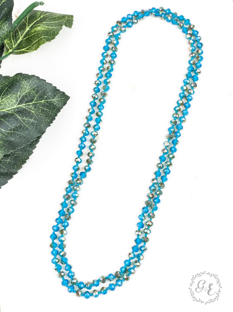 The Essential 60" Double Wrap Beaded Necklace, Deep Sand and Sea 8mm