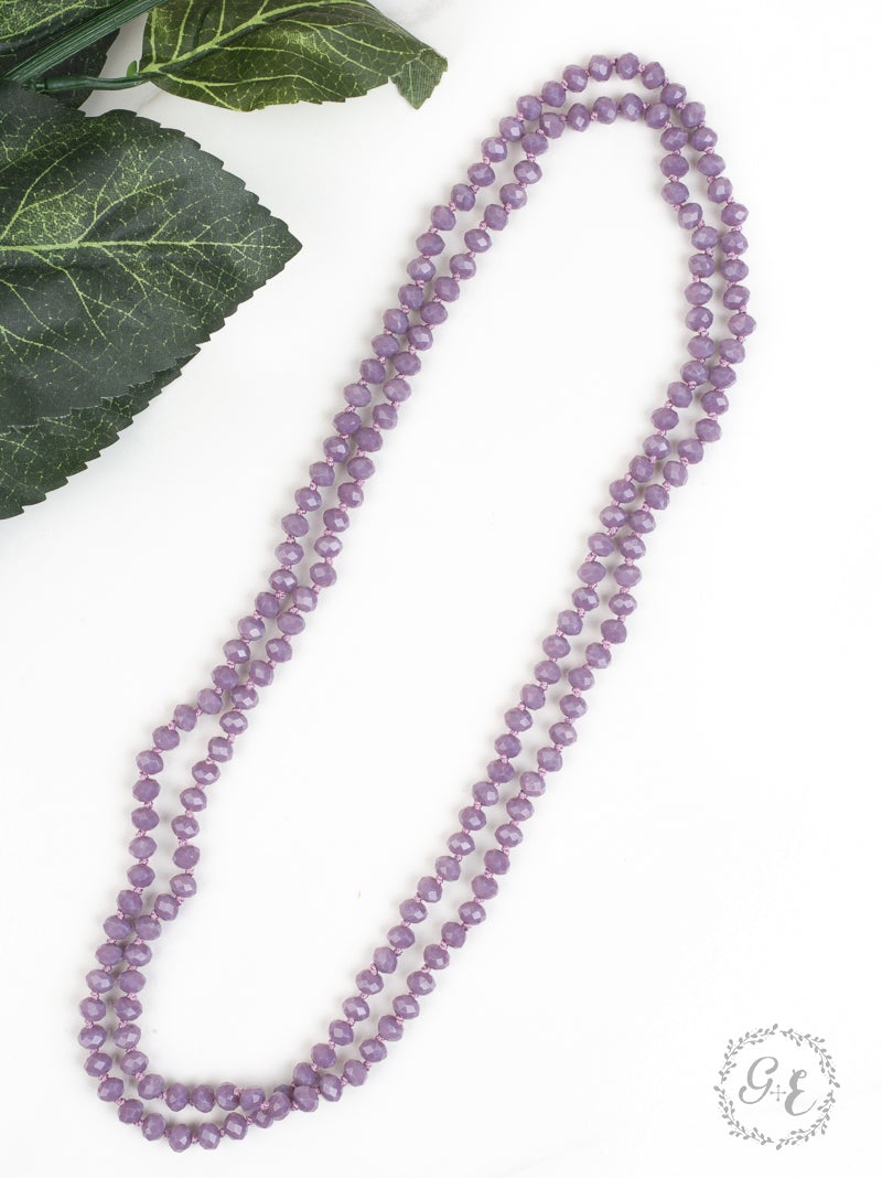 The Essential 60" Double Wrap Beaded Necklace,  Iridescent Light Purple 8MM