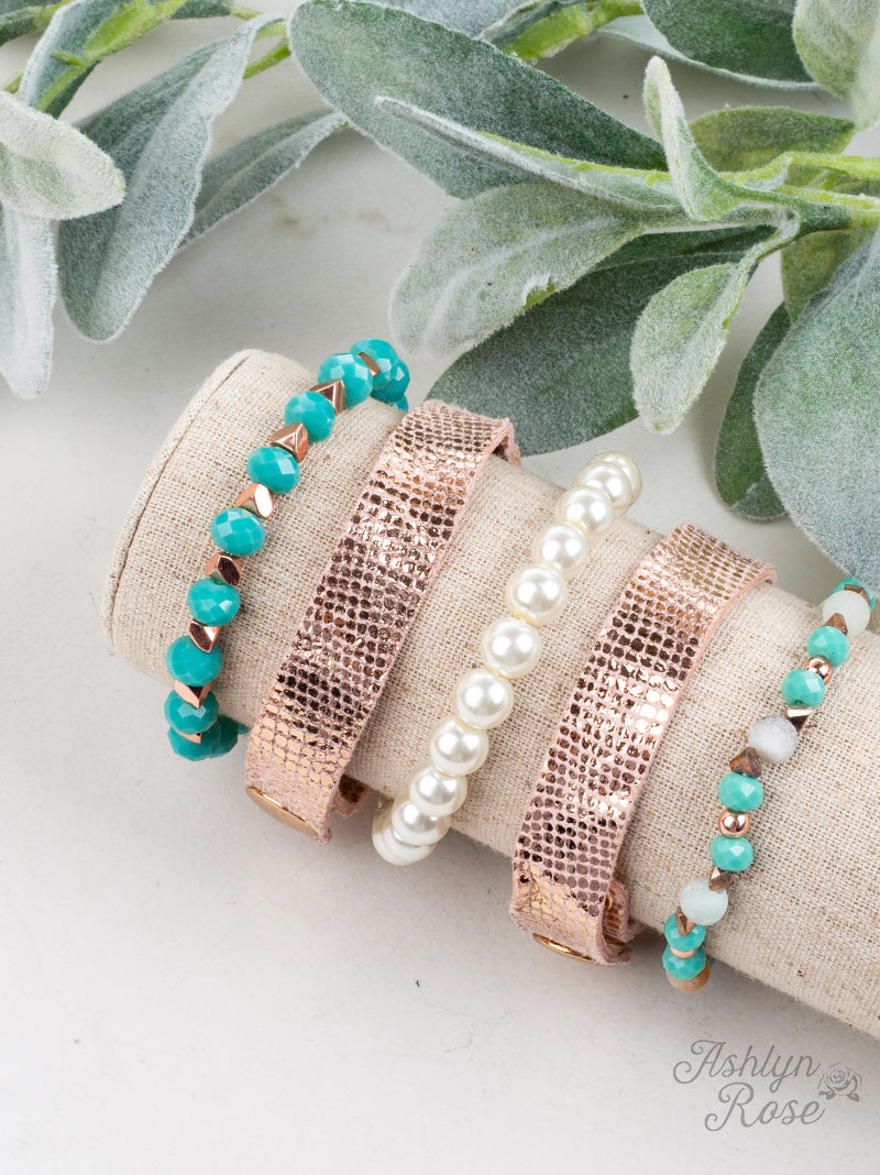 So Put Together 5 Strand Bracelet Set,  Turquoise