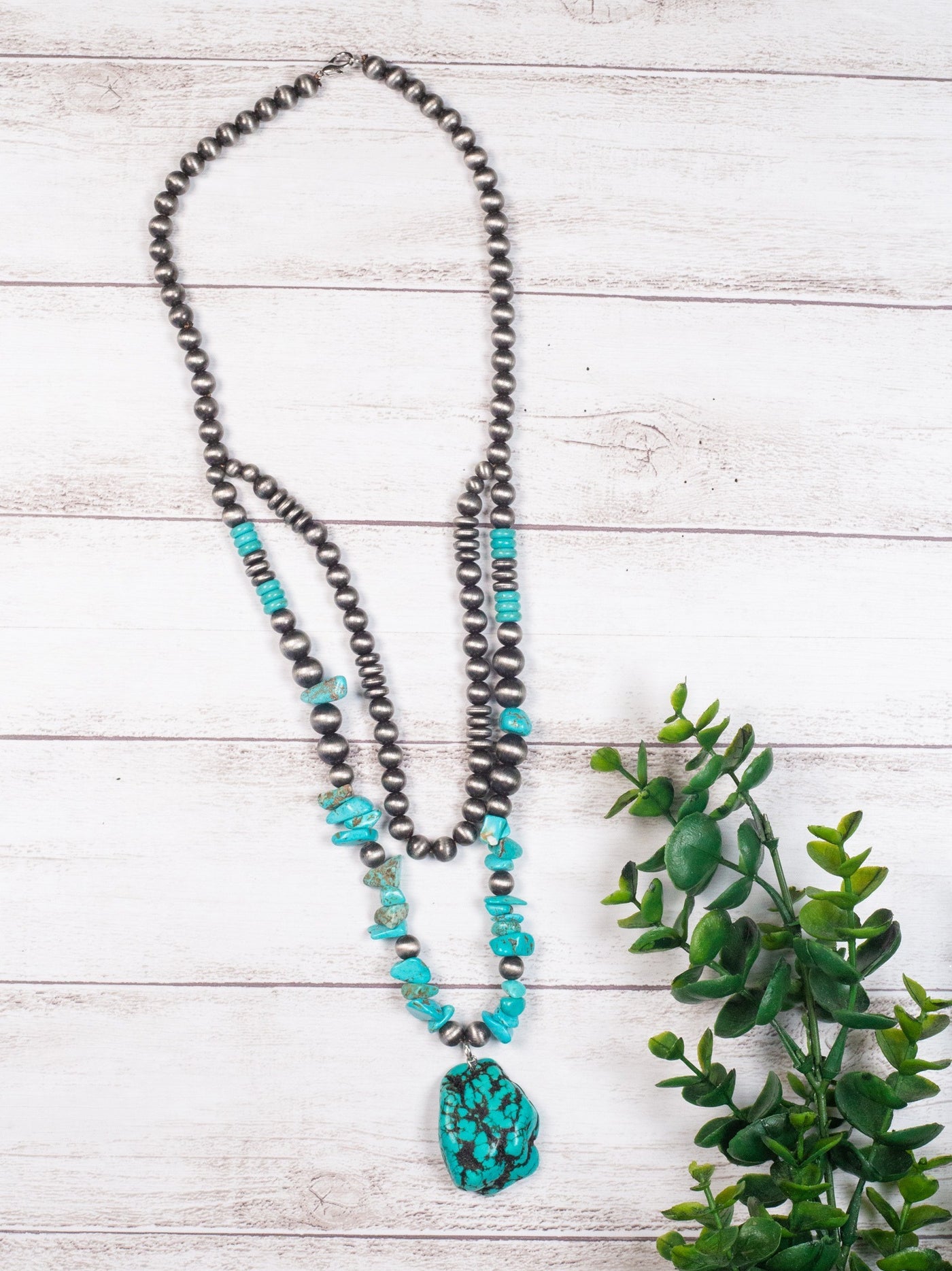 Take Me To The Rodeo Turquoise Rock Necklace