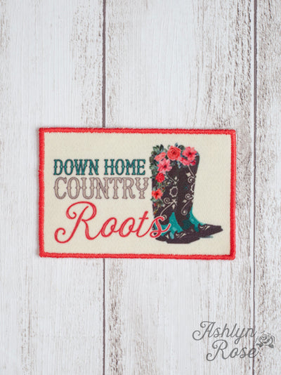 Down Home Country Roots Patch on Turquoise Distressed Hat with Mesh