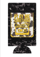 Play Me Something Country black sequin slim can cooler (Set of 3)