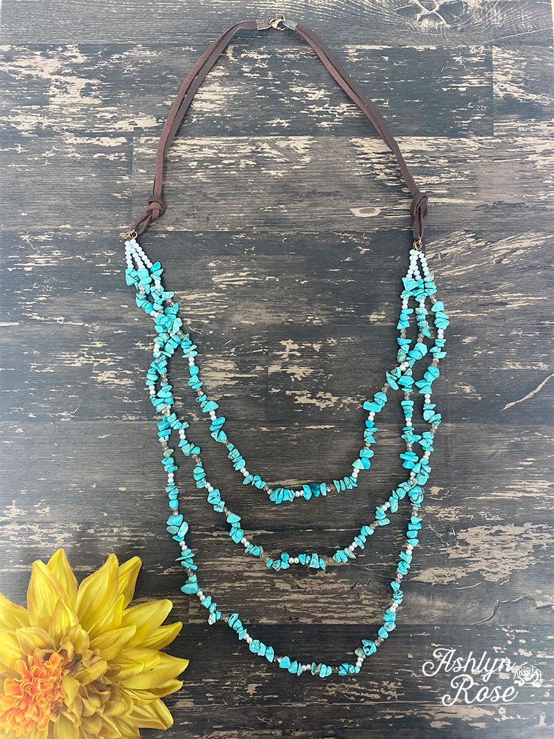 Southern Bell Things with Turquoise Stones Beaded Necklace