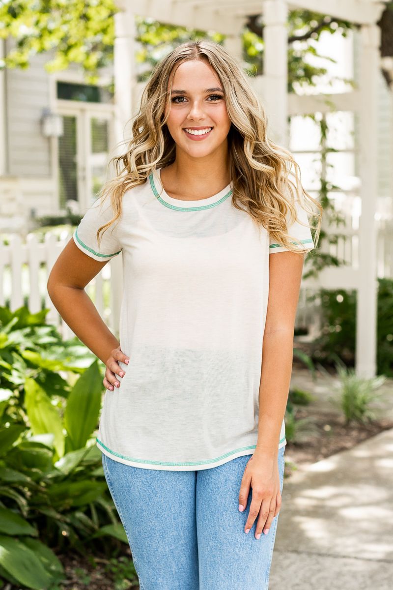 Sweet and Chic Basic Top In Beige