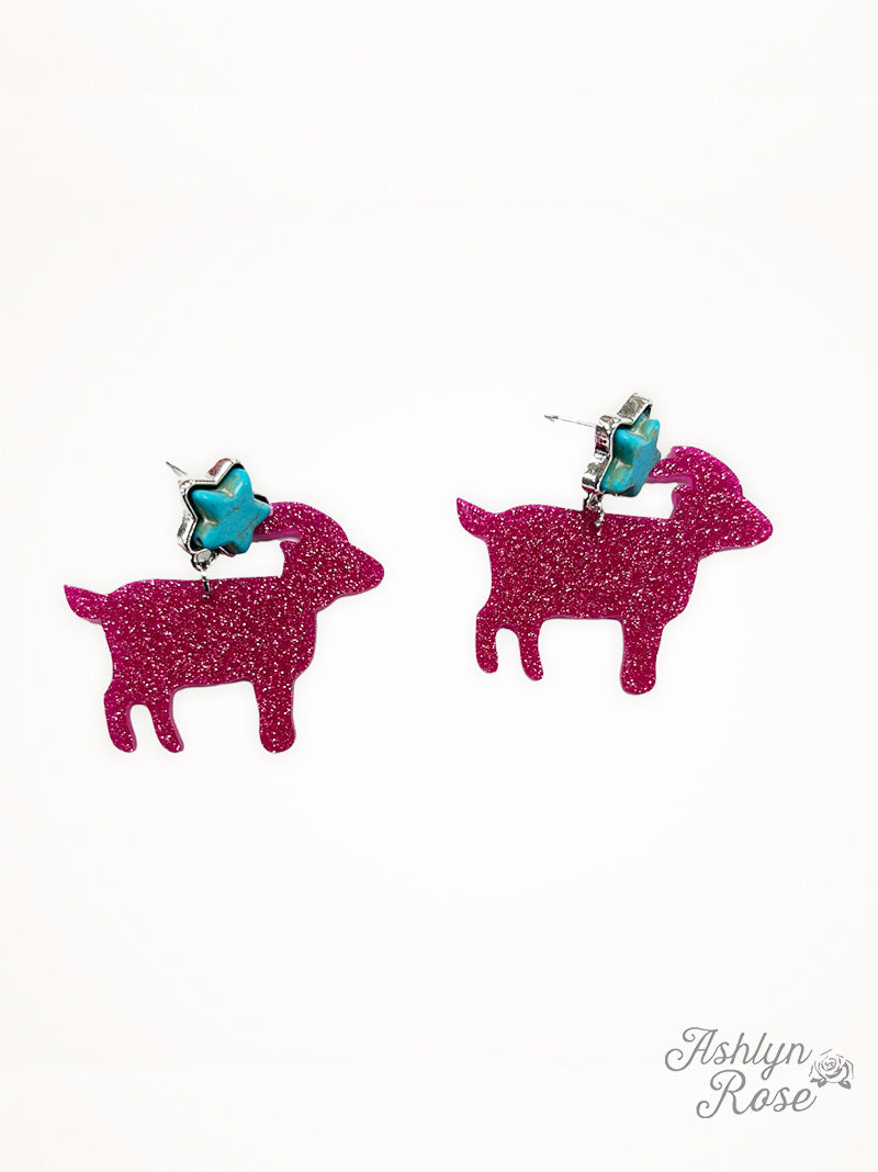 Acrylic Lamb Drop Earrings in Pink