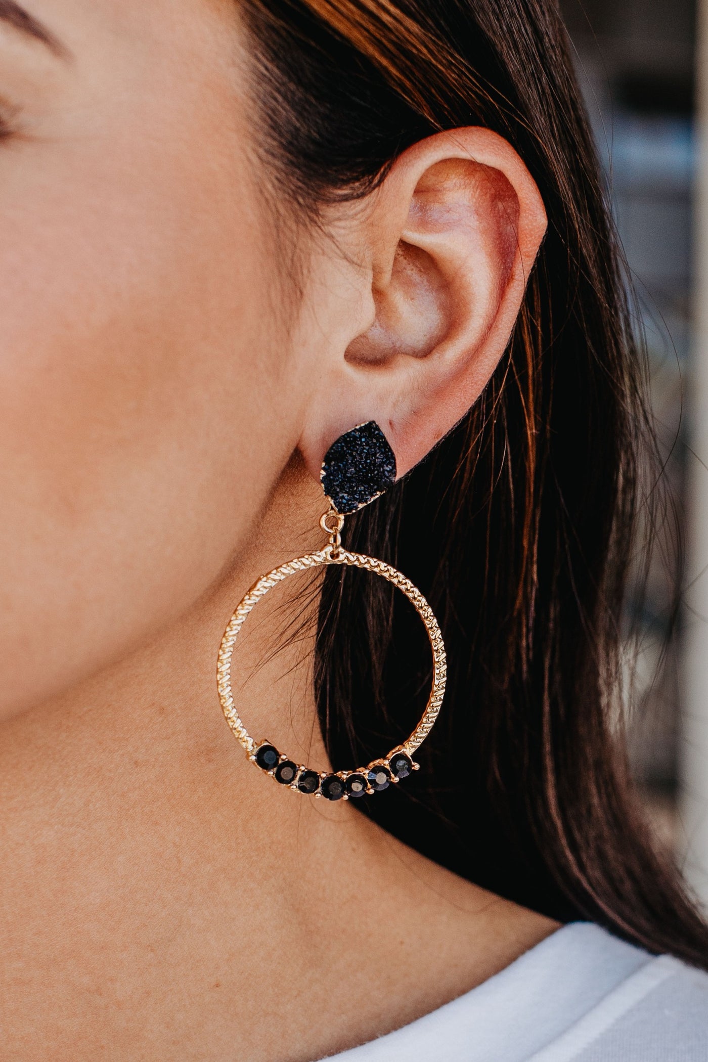 Read the Stars Drop Earrings in Black