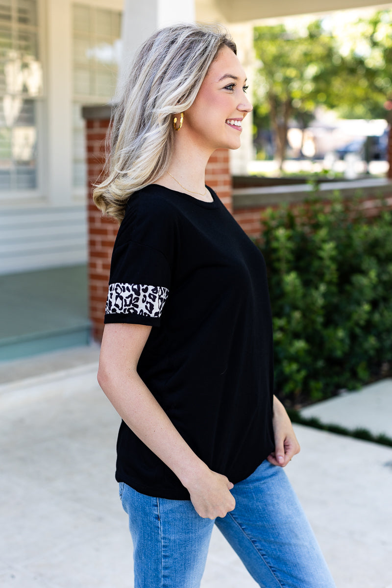 Spot On-Black/Leo Tee