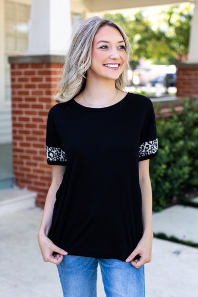 Spot On-Black/Leo Tee