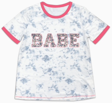 Leopard Babe Patch on Marble Ringer Tee