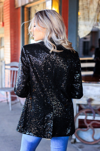 Spotlight Worthy Sequin Blazer in Black