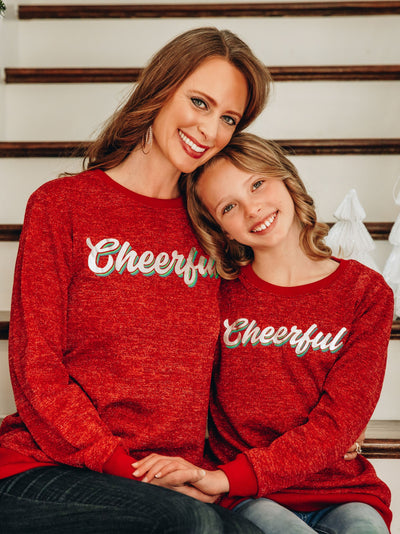 Girls' Cheerful on Sparkly Glitter Sweatshirt