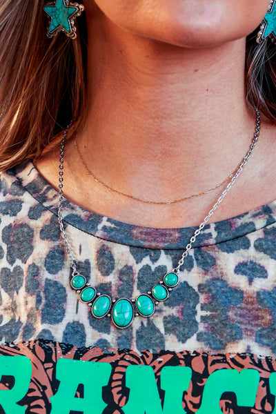 Rural roots silver necklace, turquoise