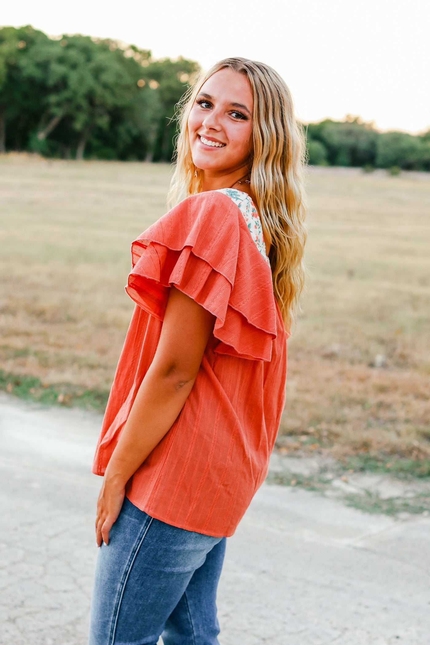 Florally Yours Orange Top