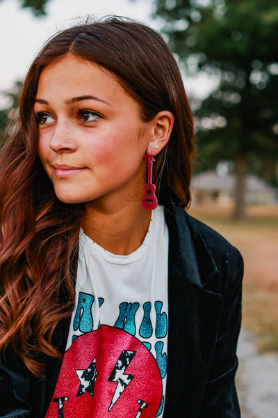 Nashville Star Guitar Earrings in Pink