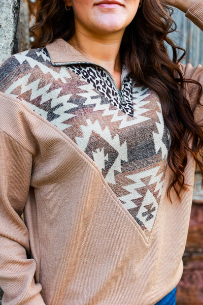 Searching For Adventure Pullover in Tan