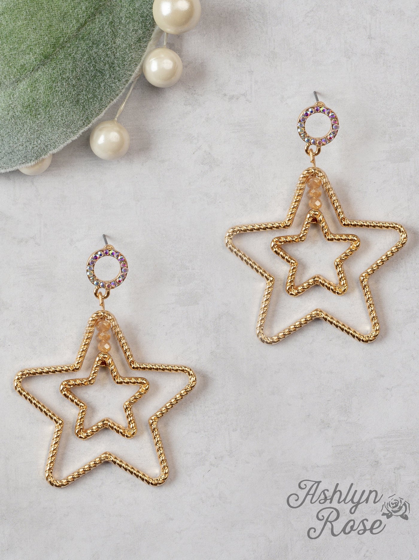 She's The Star Of The Show Gold Star Earrings
