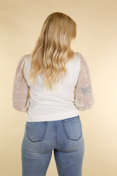 Somebody's Sweetheart Lace Sleeve Top