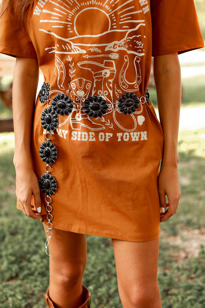 Ride For The Brand Darlin' Black Floral Concho Link Belt, Plus