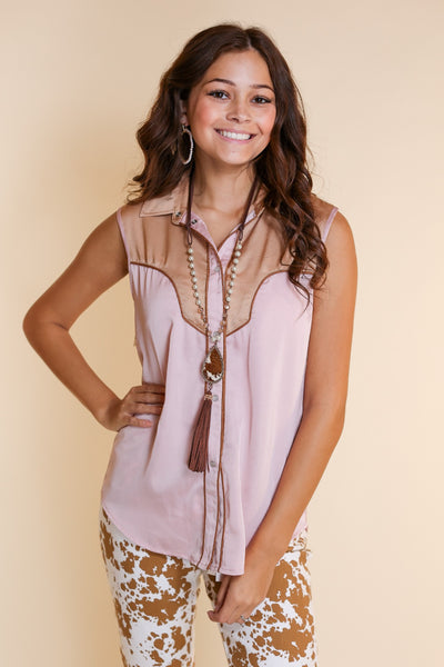 A Little Bit Of Sass Satin Top with Fringe Detail