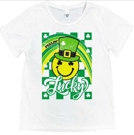 Feelin' Lucky on Vanilla Bean-White Cuff Tee