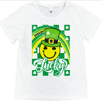 Feelin' Lucky on Vanilla Bean-White Cuff Tee