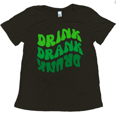 Drink Drank Drunk on Black Crewneck Tee