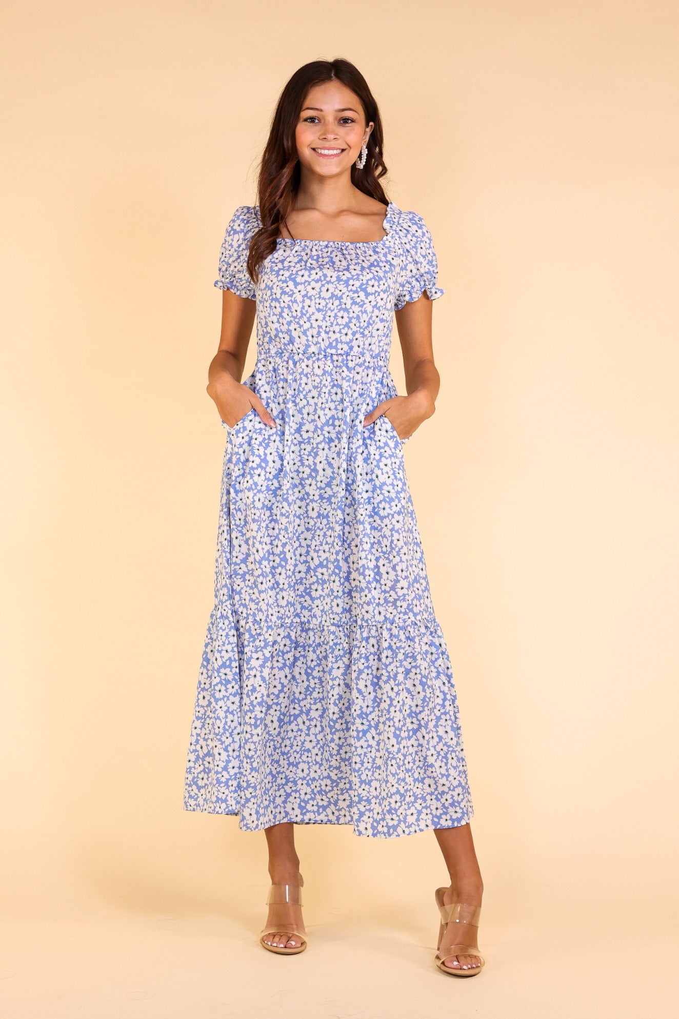 Passport to Paradise Light Blue Floral Maxi Dress