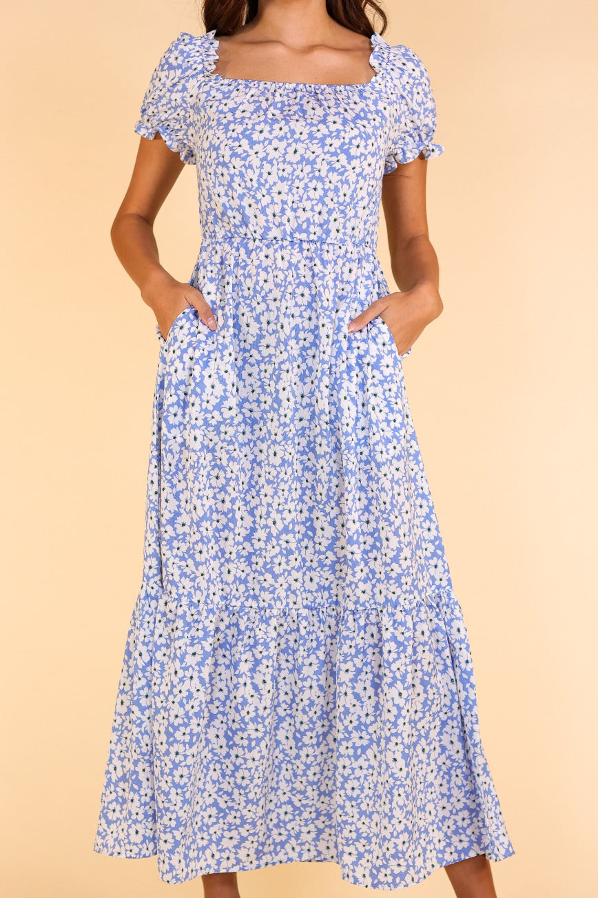Passport to Paradise Light Blue Floral Maxi Dress