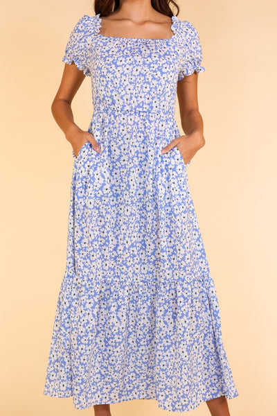 Passport to Paradise Light Blue Floral Maxi Dress