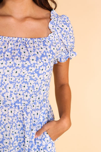 Passport to Paradise Light Blue Floral Maxi Dress