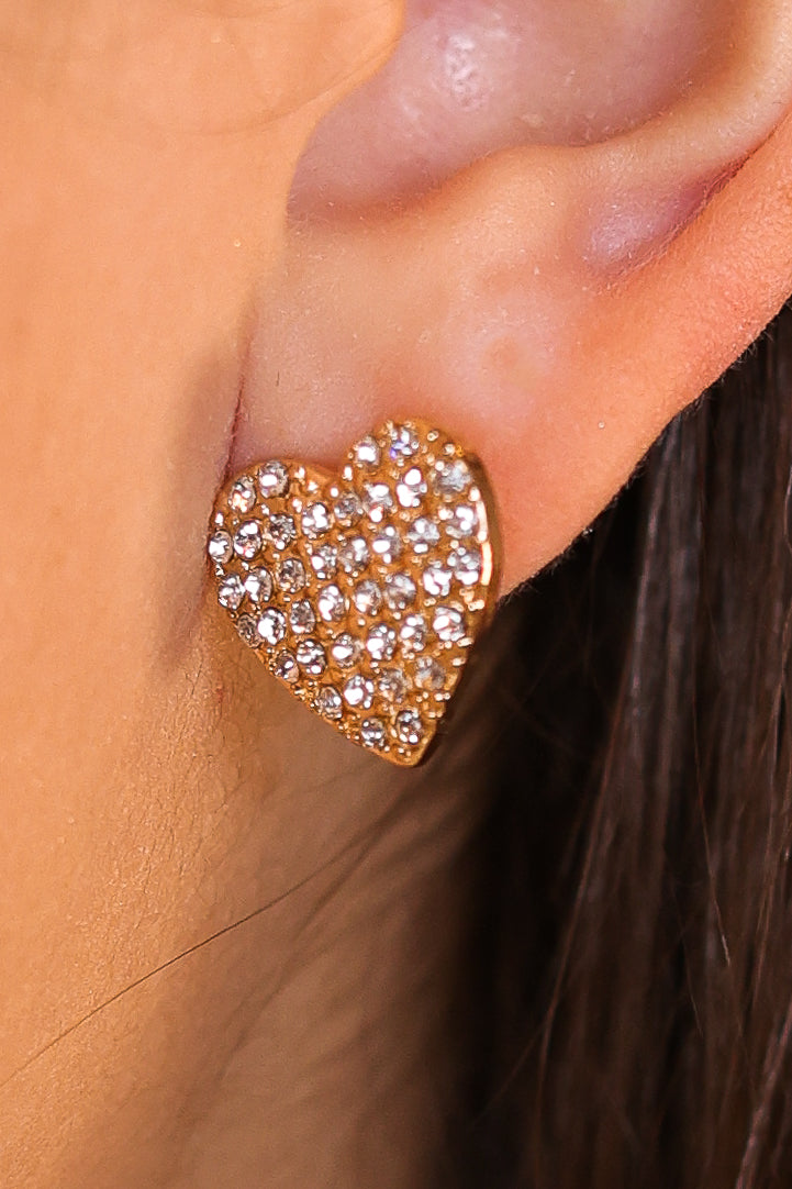 Heart Of Mine Heart Shaped Stud In Rose Gold