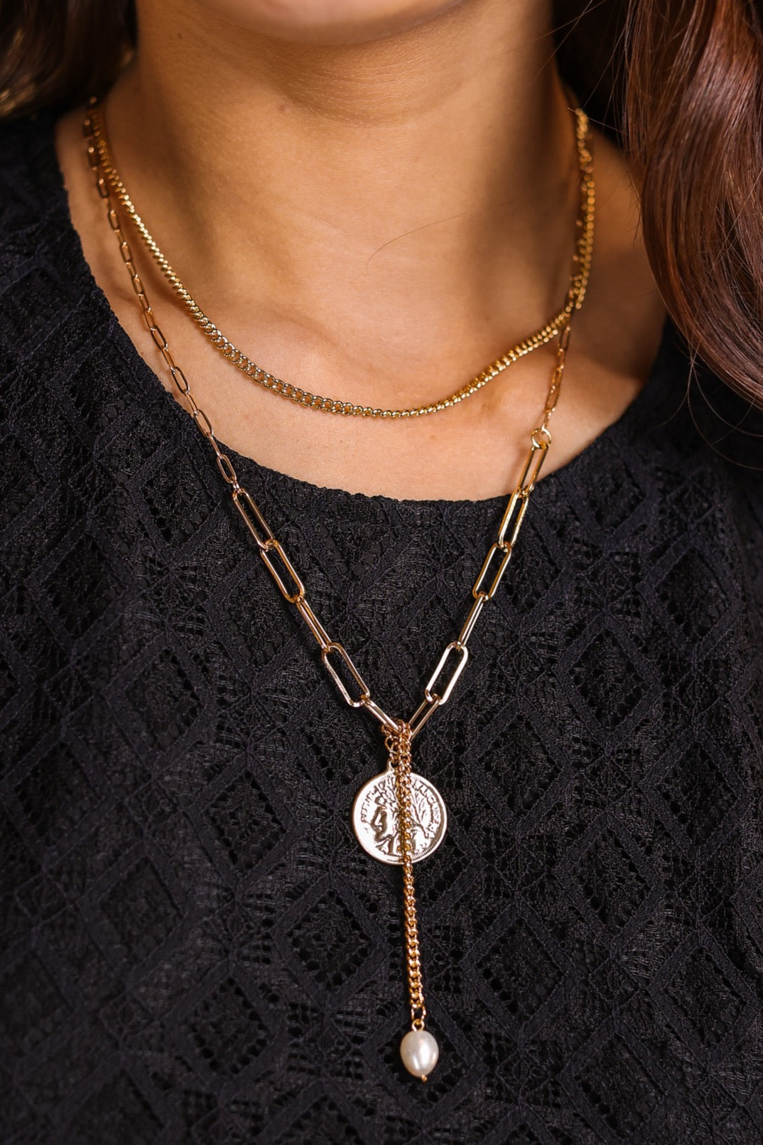 Coin Layered Chain Necklace
