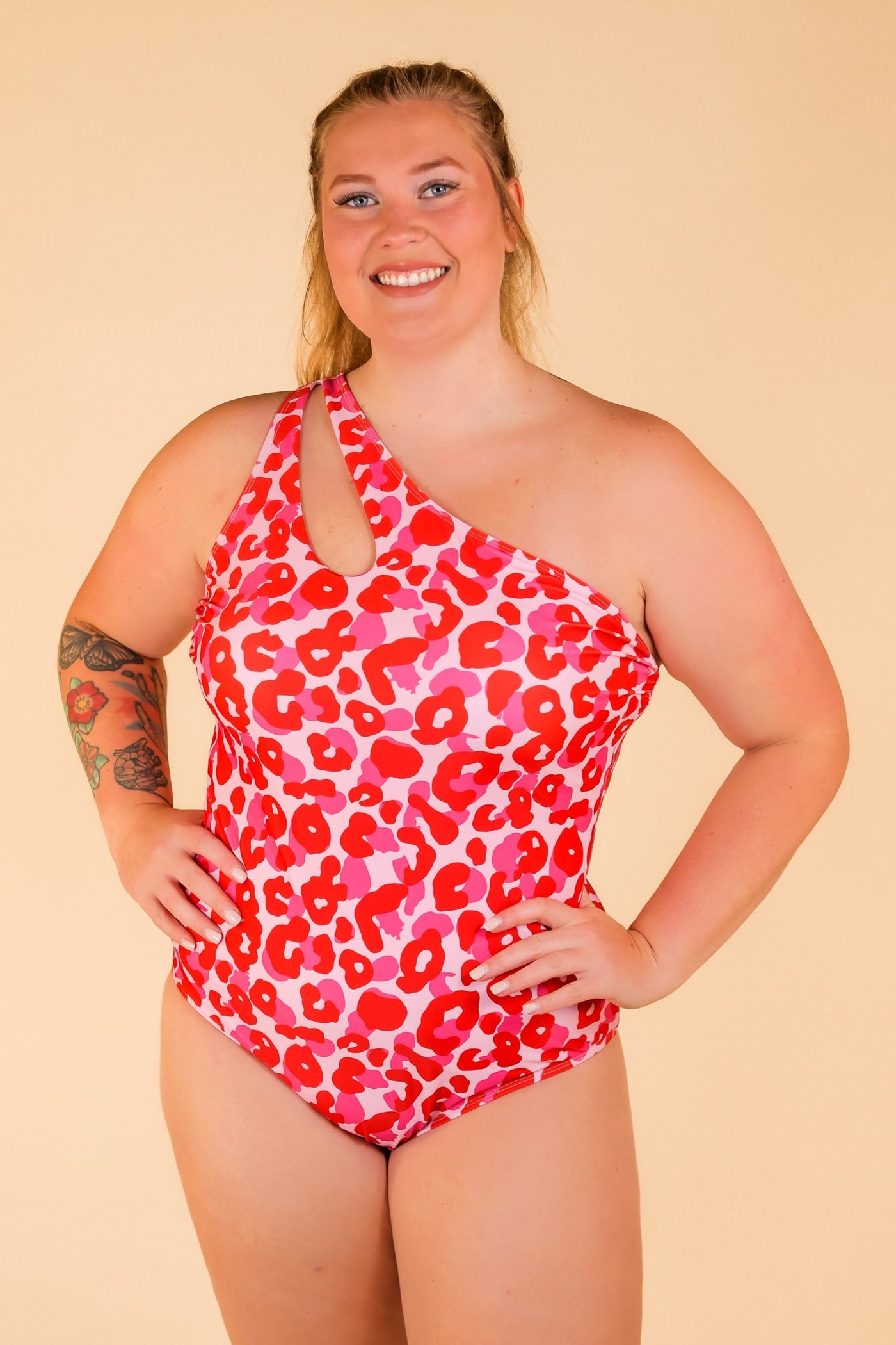 The Victoria Pink and Red Leopard One Piece