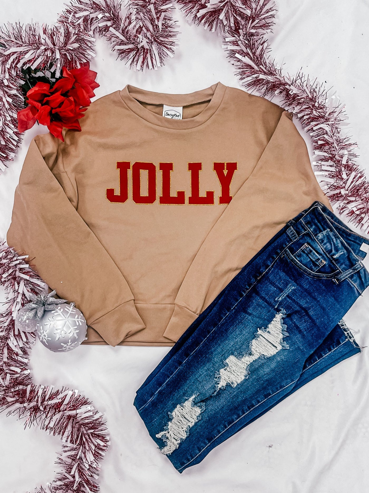 Jolly on Carmel Macchiato Tan Cropped Sweatshirt