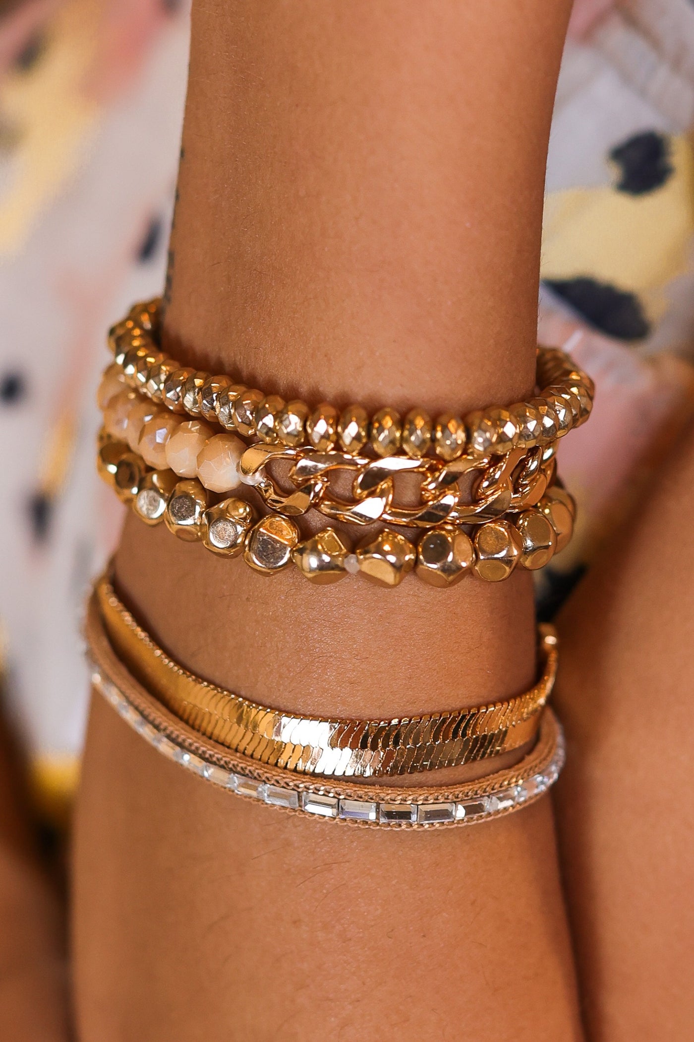 Gold Beaded 5 Strand Bracelet