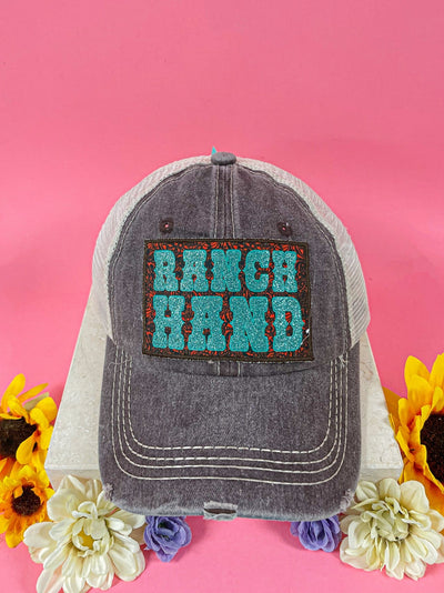 Ranch Hand Patch On Light Brown Distressed Hat with Mesh