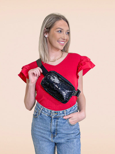 The Black Sequins Belt Bag