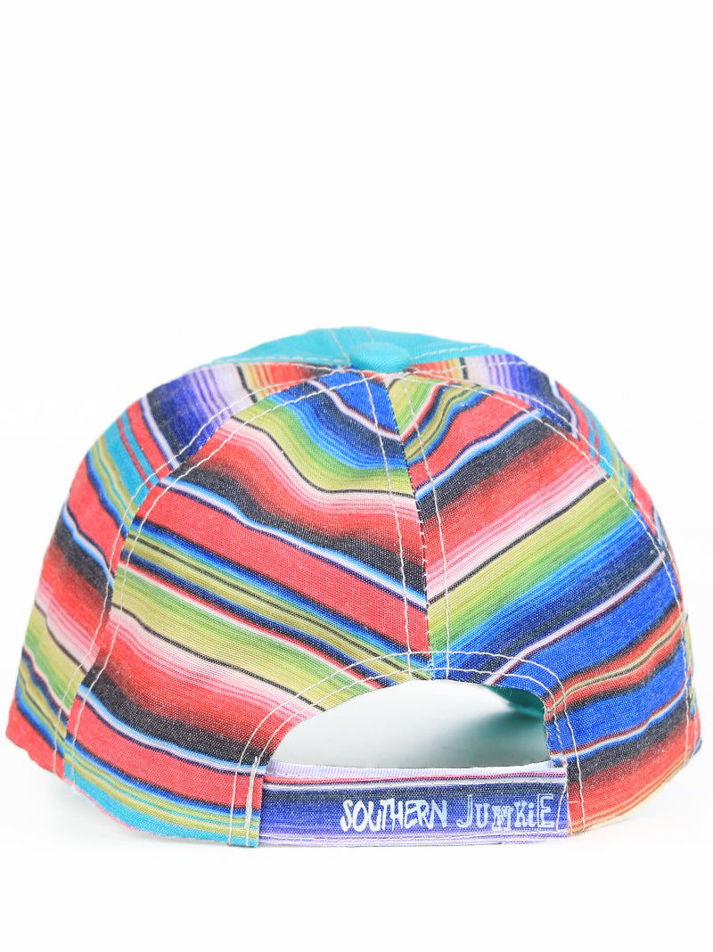 Embroidered Serape Texas on Turquoise Hat with Serape Fabric