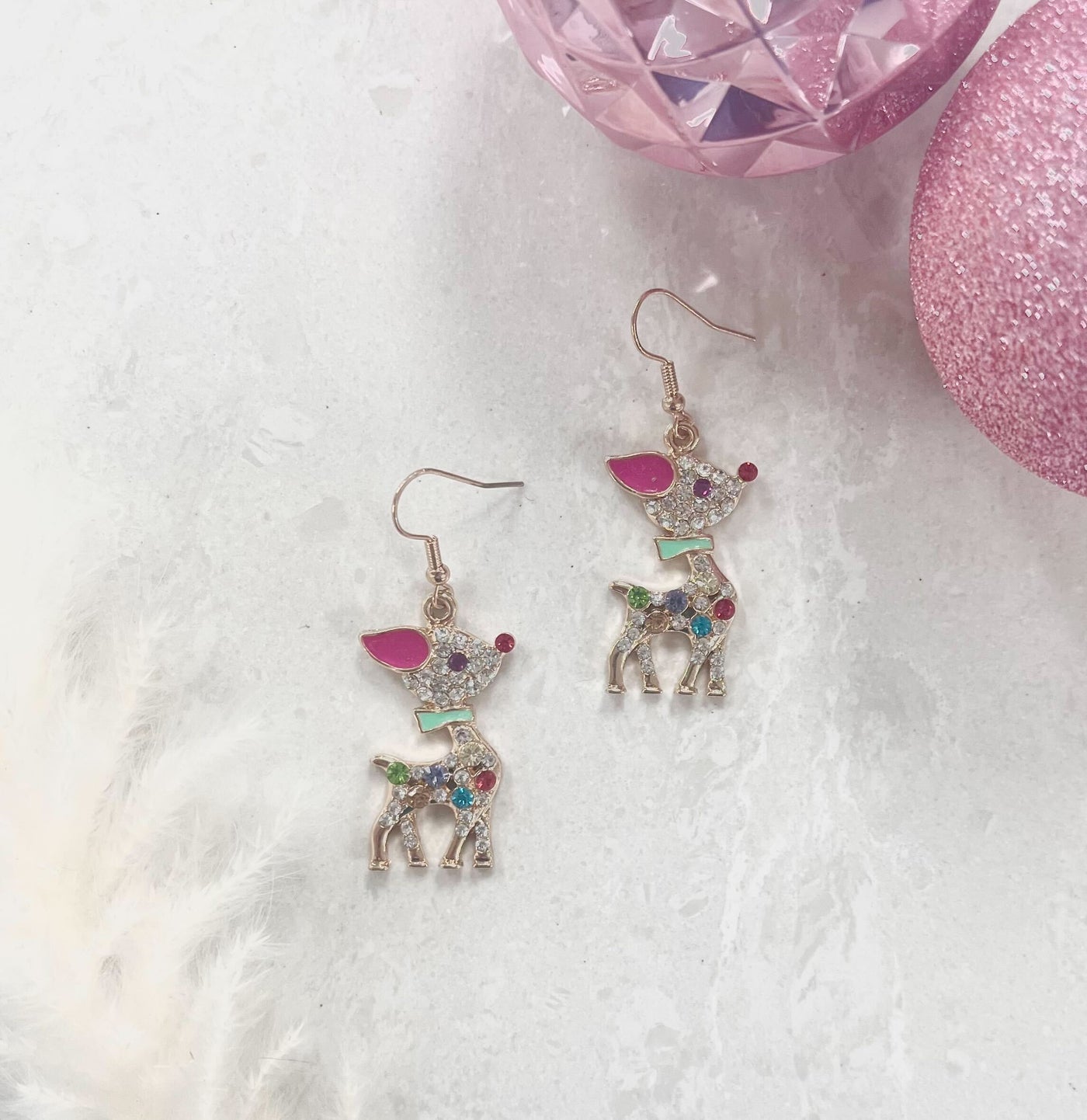 The Red Nose Reindeer Gold Earrings