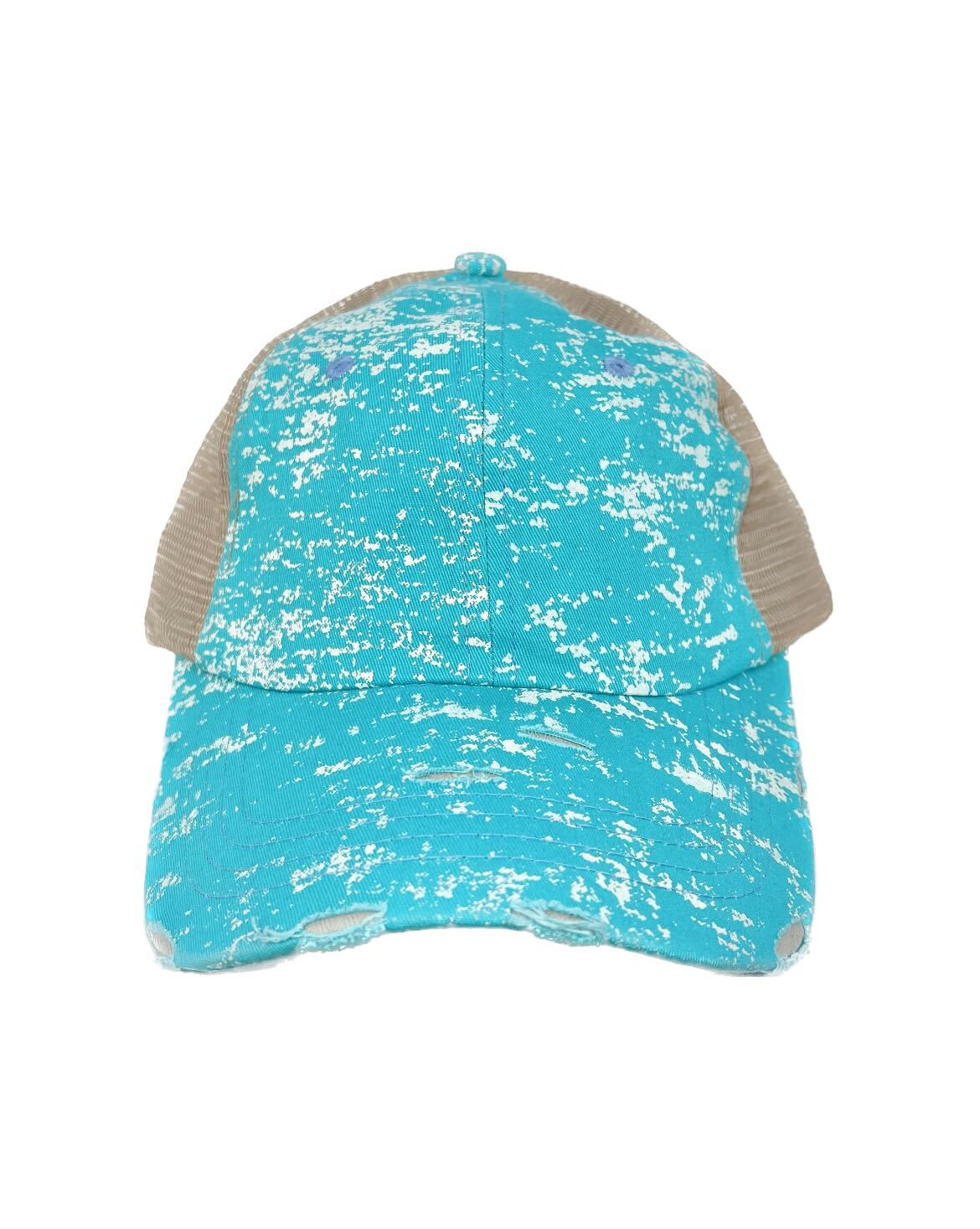 Turquoise Spatter Hat with Mesh