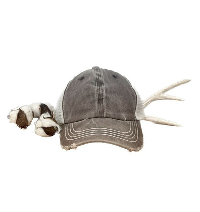 GIRLS Light Brown Distressed Hat with Mesh