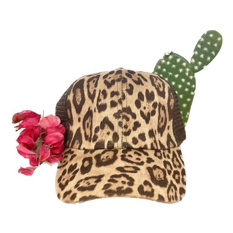 GIRLS Leopard & Brown Mesh Hat