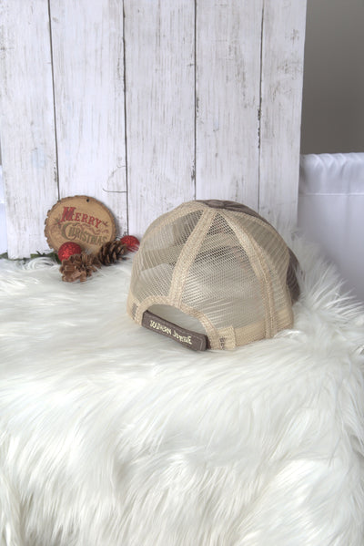 GIRLS Light Brown Distressed Hat with Mesh