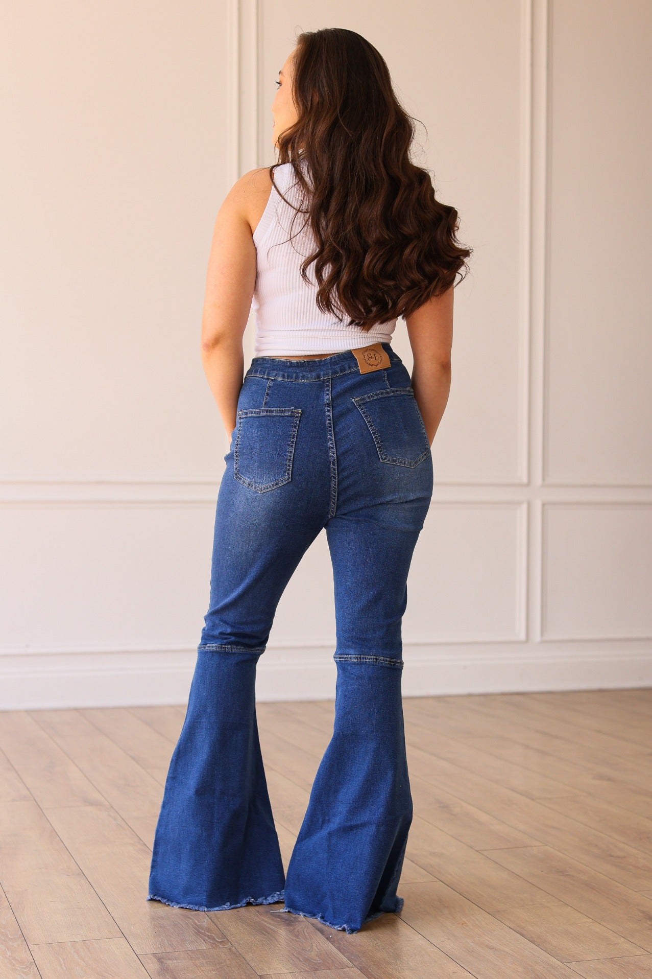 The Dolly Dark Wash High Rise Flare Jeans