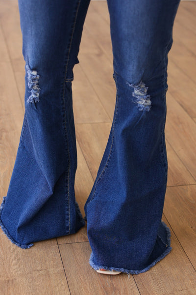The Dolly Dark Wash High Rise Flare Jeans
