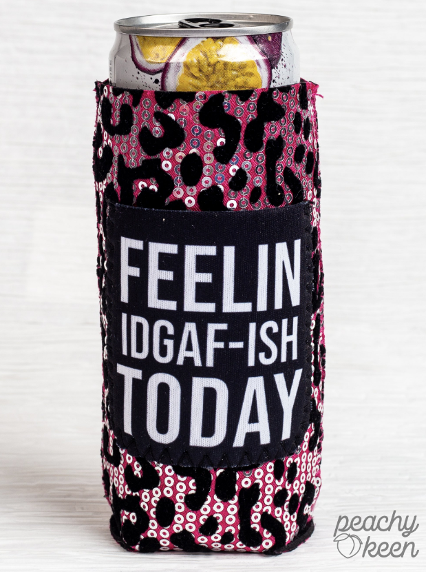 Feelin IDGAF-ISH Today Sequin Slim Can Cooler