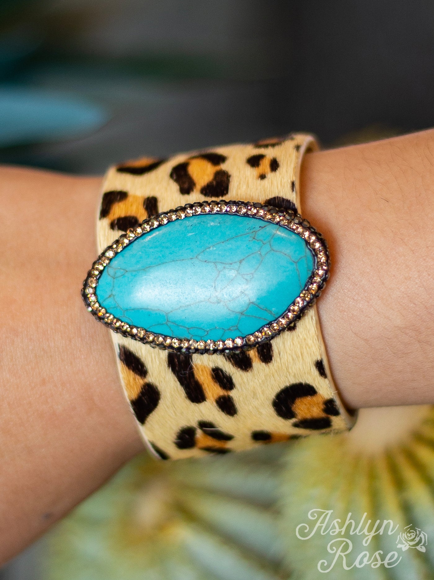 Western Glam Leopard Bracelet with Turquoise