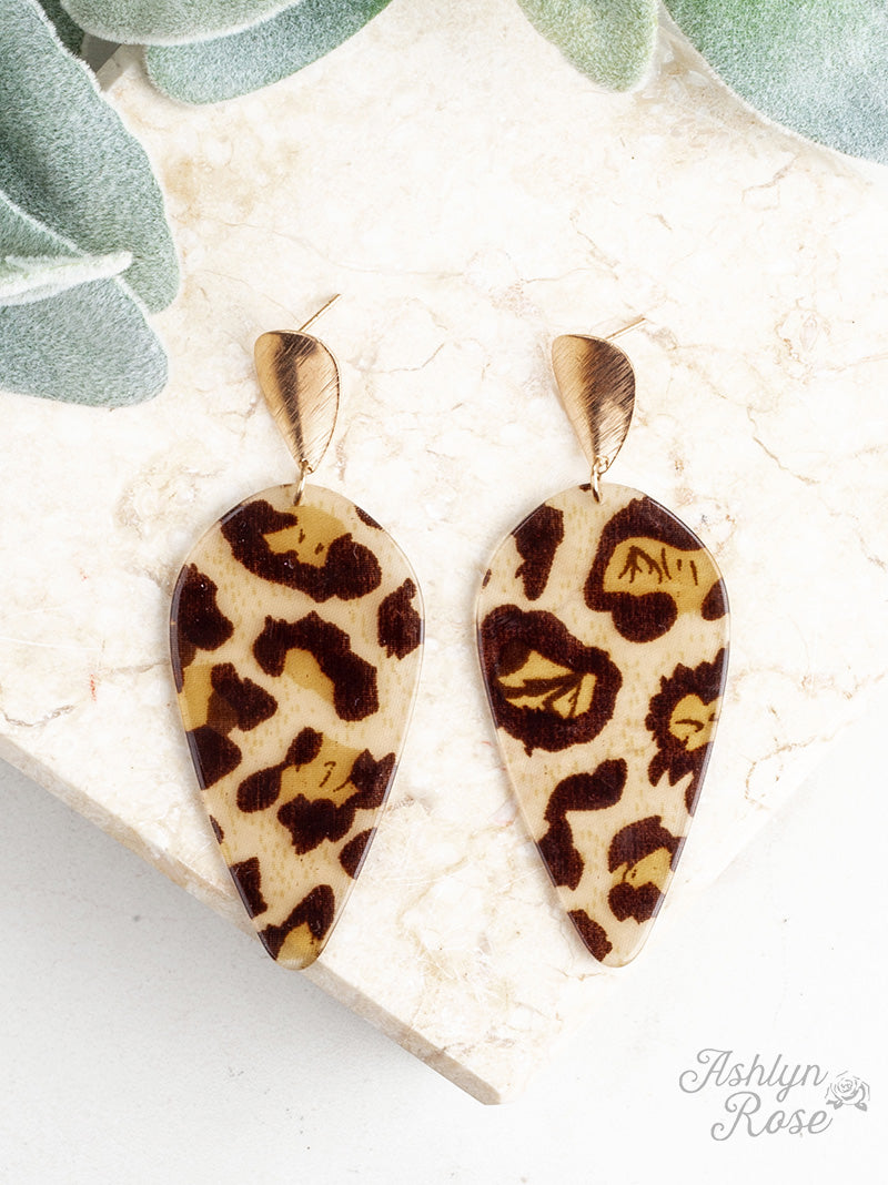 Drop of Perfection Earrings, Leopard
